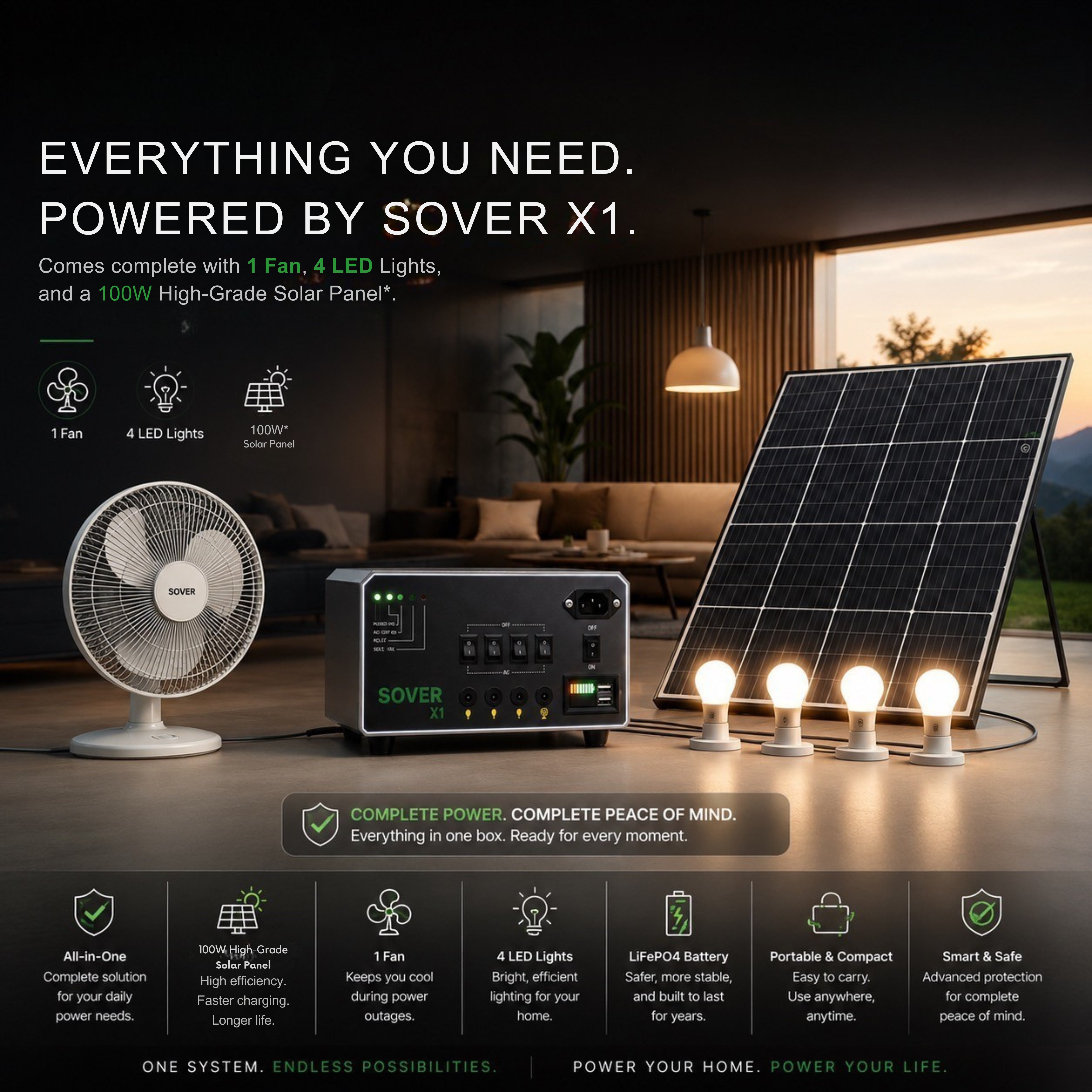 MecTURING SOVER X1 Smart Energy Backup System with 100 W Solar Panel