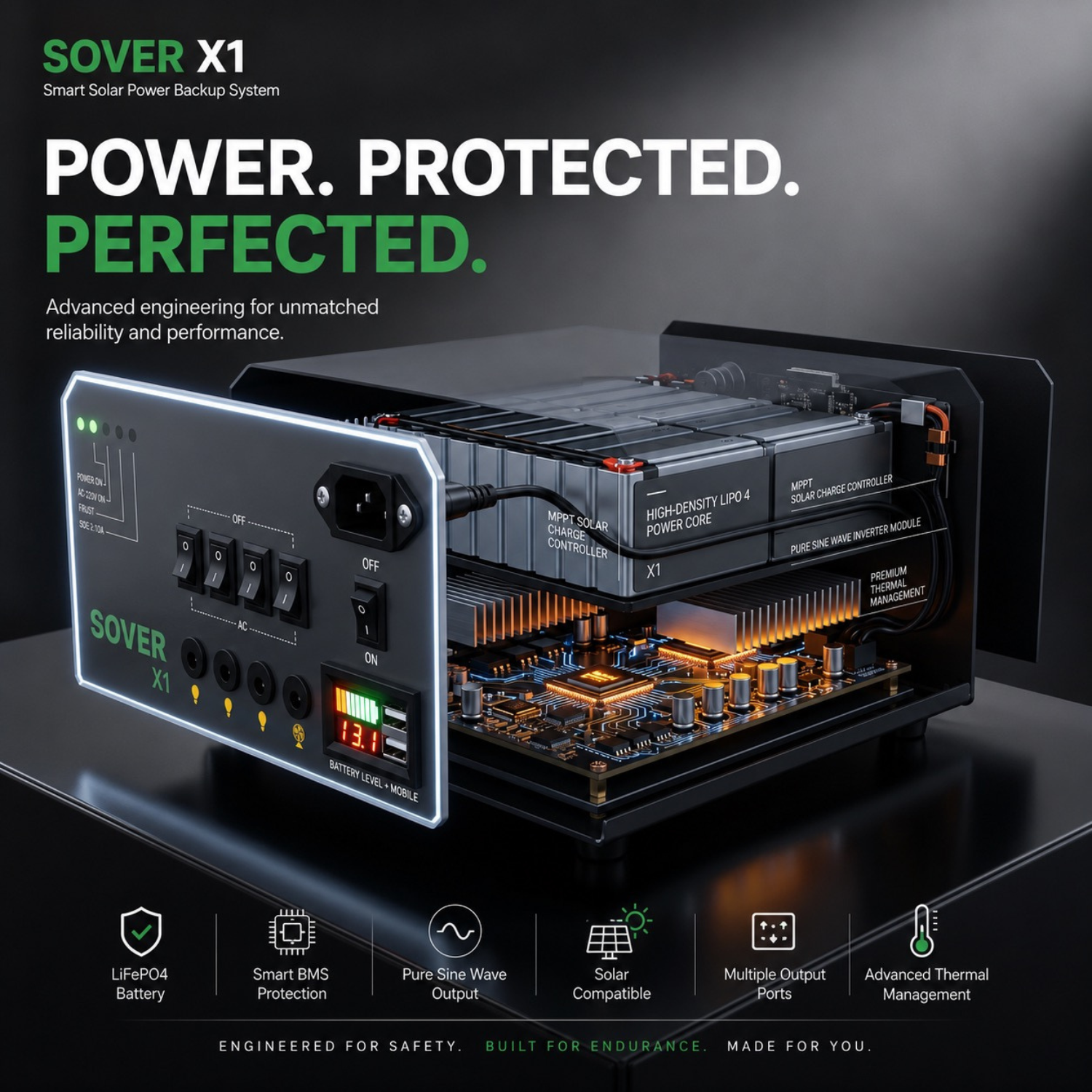 MecTURING SOVER X1 Smart Energy Backup System with 165W Solar Panel