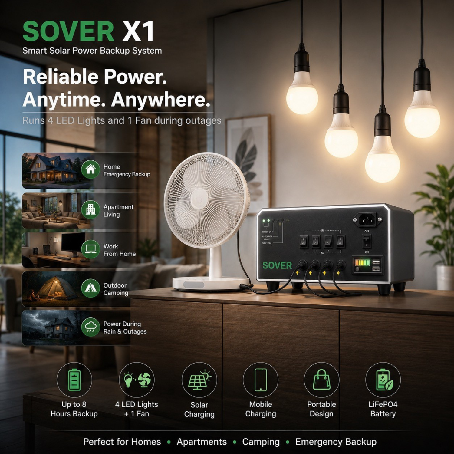 MecTURING SOVER X1 Smart Energy Backup System with 165W Solar Panel
