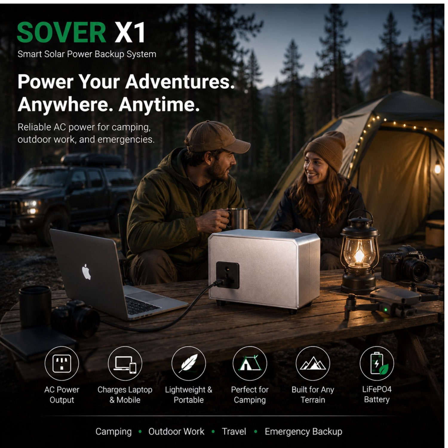 MecTURING SOVER X1 Smart Energy Backup System with 165W Solar Panel